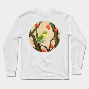 Minhwa: A White-Eye on  the Bo Tree C Type (Korean traditional/folk art) Long Sleeve T-Shirt